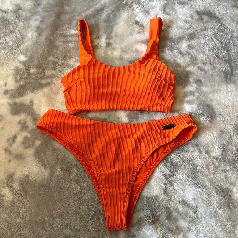 Bright orange bikini